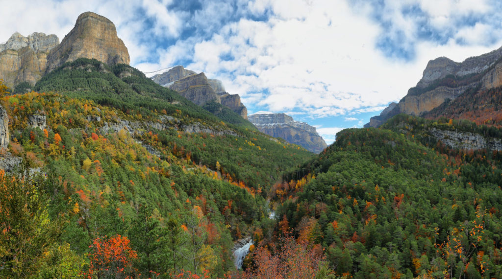 Autumn scene in Ordesa and Monte Perdido National Park, Spain