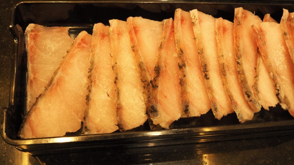 Fillets Seabass or Giant Sea Perch or Barramundi fish.