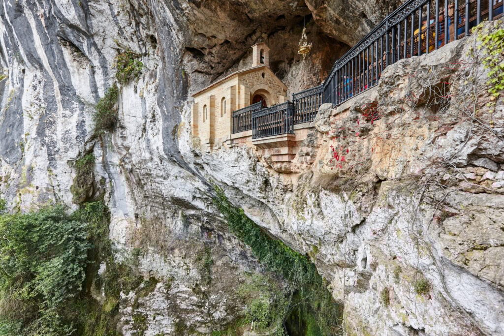 santuario de covadonga. Chapel and sanctuary on a cave. Covadonga, Asturias. Spain