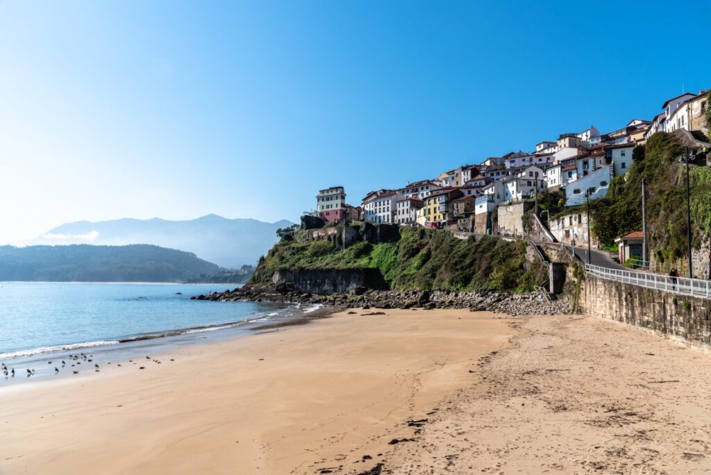 view of the beautiful fishing village of Lastres in Asturias
