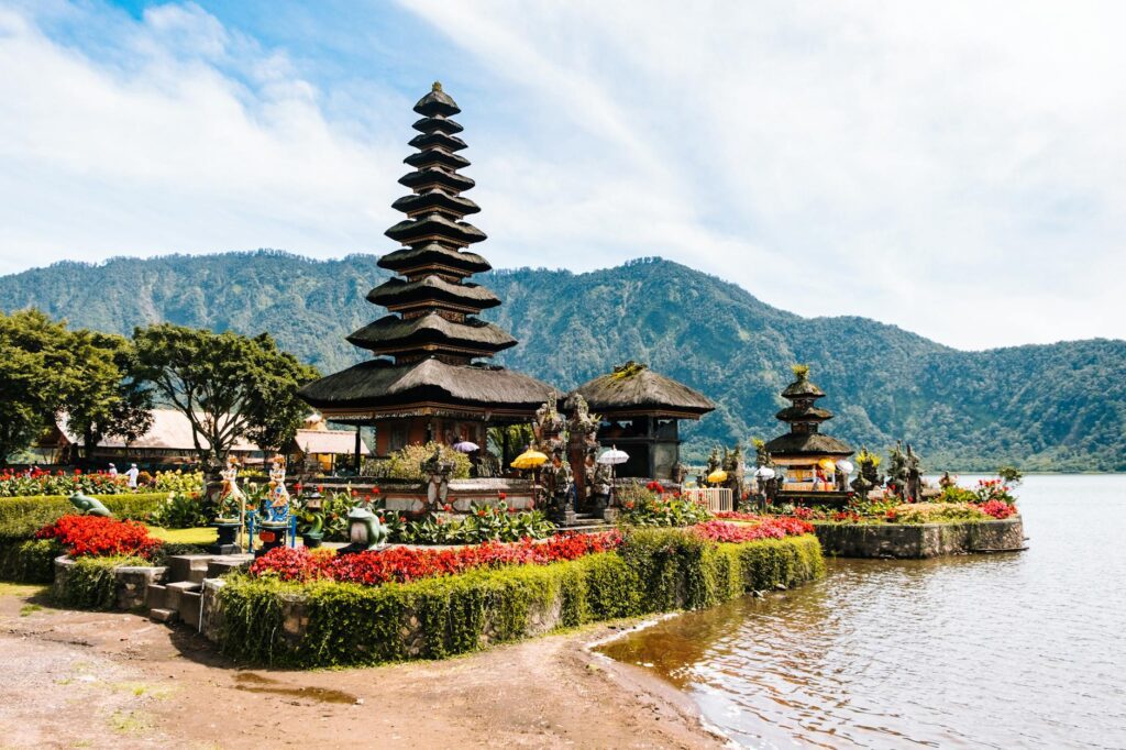 ulun danu beratan temple in bali indonesia